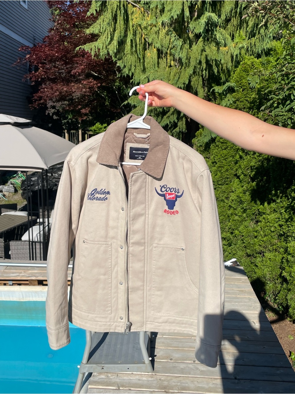 Abercrombie & Fitch Beige Jacket with Brown Corduroy Collar